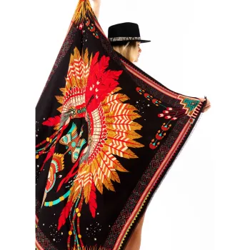 Foulard Nouveau Western noir 130cmx130cm 