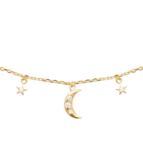 Collier étoiles et lune or