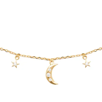 Collier étoiles et lune or