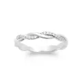 Bague alliance tressée et zircon argent