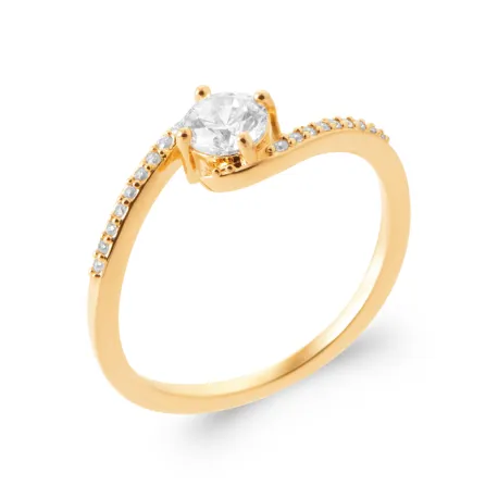 Bague Alliance Plaqué Or avec Solitaire 