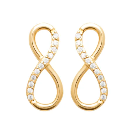 Boucles d'oreilles infini zircon blanc plaqué or