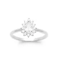Bague Solitaire Goutte en Zircon argent