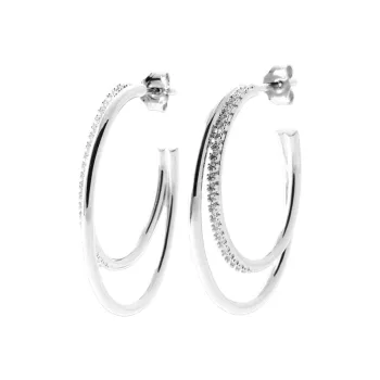 Boucles d'oreilles créole double argent 