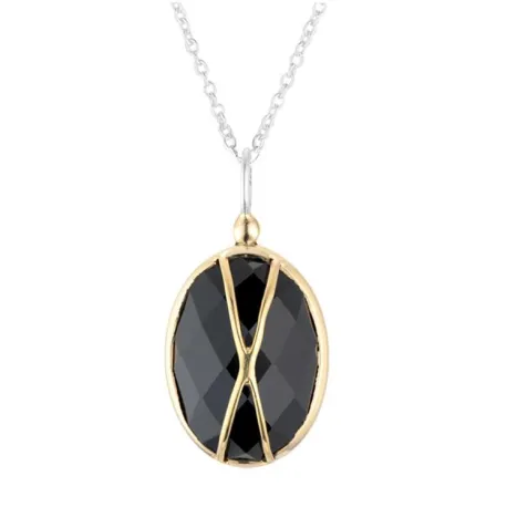 Collier argent onyx noir