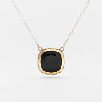 Collier argent avec carré onyx noir