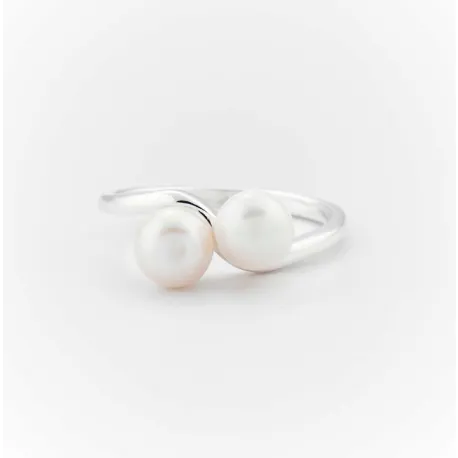 Bague argent toi et moi perles