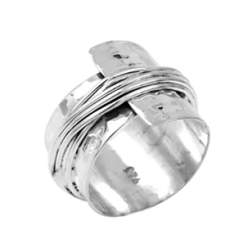 Bague argent anneau martelé 