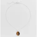 Collier argent grain de cafe en oeil de tigre