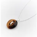 Collier argent grain de cafe en oeil de tigre